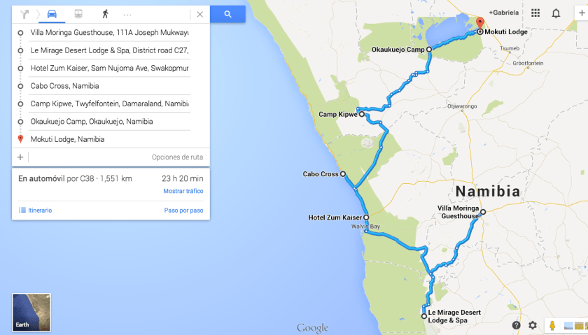 Recorrido hasta Mokuti Lodge - Etosha Park